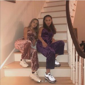 Velvet pink jumpsuit